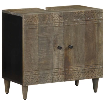 Set mobilier de baie, 3 piese, lemn masiv de mango - Img 8