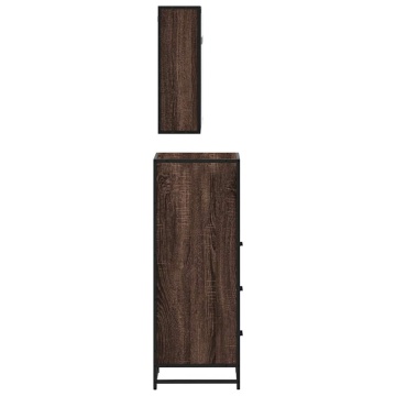 Set mobilier de baie, 3 piese, stejar maro, lemn prelucrat - Img 6