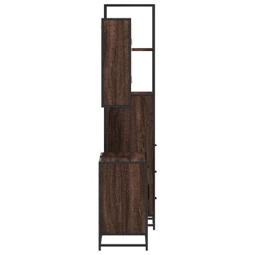 Set mobilier de baie, 3 piese, stejar maro, lemn prelucrat - Img 5