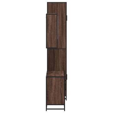 Set mobilier de baie, 3 piese, stejar maro, lemn prelucrat - Img 5