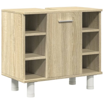 Set mobilier de baie, 3 piese, stejar sonoma, lemn prelucrat - Img 7