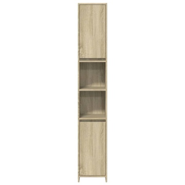 Set mobilier de baie, 3 piese, stejar sonoma, lemn prelucrat - Img 5