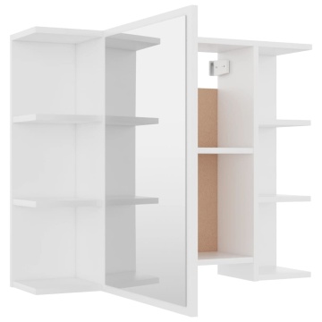Set mobilier de baie, 4 piese, alb, lemn prelucrat - Img 4