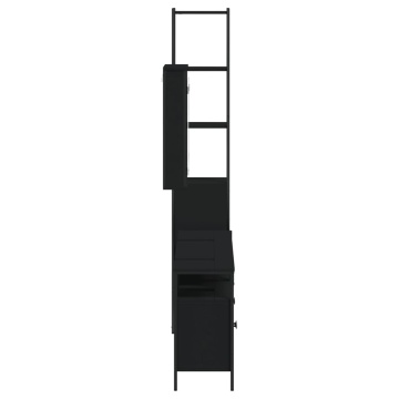Set mobilier de baie, 4 piese, negru, lemn prelucrat - Img 6