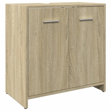 Set mobilier de baie, 4 piese, stejar sonoma, lemn prelucrat - Img 7