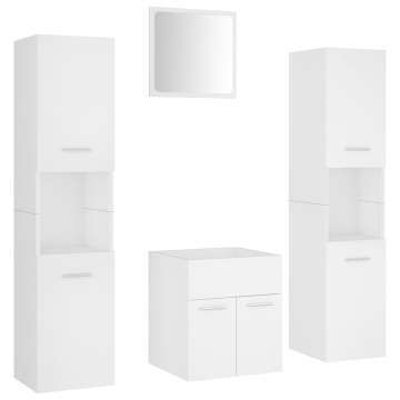 Set mobilier de baie, alb, lemn prelucrat - Img 2