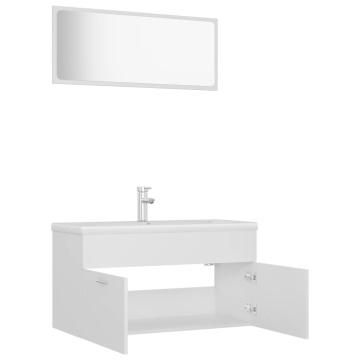 Set mobilier de baie, alb, lemn prelucrat - Img 6