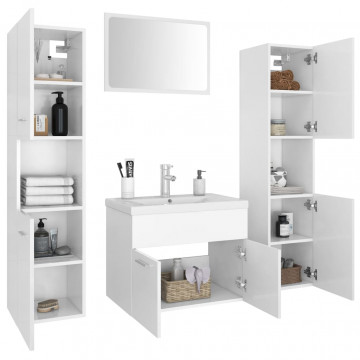 Set mobilier de baie, alb, lemn prelucrat - Img 3