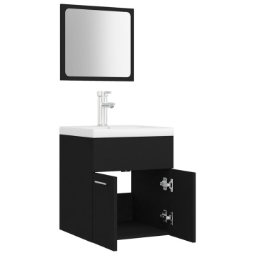 Set mobilier de baie, negru, lemn prelucrat - Img 8