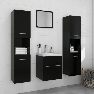 Set mobilier de baie, negru, lemn prelucrat - Img 1