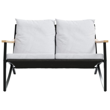 Set mobilier de balcon, 5 piese, cu perne, negru, oțel - Img 4