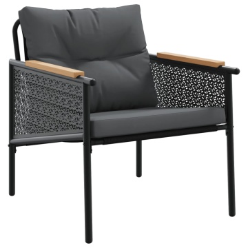 Set mobilier de balcon, 5 piese, cu perne, negru, oțel - Img 8