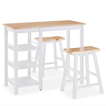 Set mobilier de bar, 3 piese, alb, MDF - Img 2