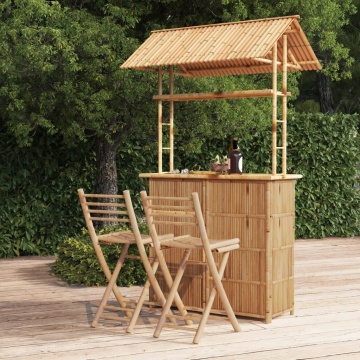 Set mobilier de bar, 3 piese, bambus - Img 1