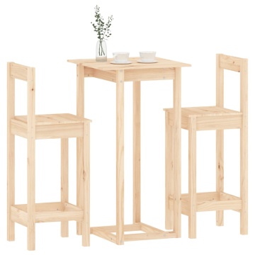 Set mobilier de bar, 3 piese, lemn masiv de pin - Img 4