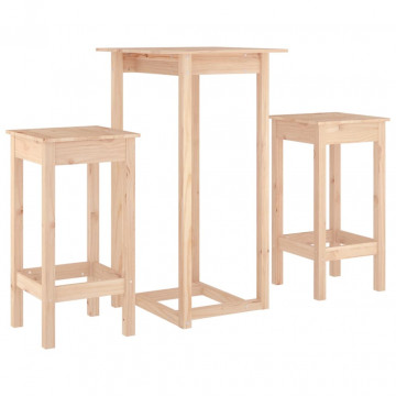 Set mobilier de bar, 3 piese, lemn masiv de pin - Img 2