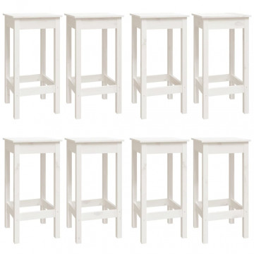 Set mobilier de bar, 9 piese, alb, lemn masiv de pin - Img 3