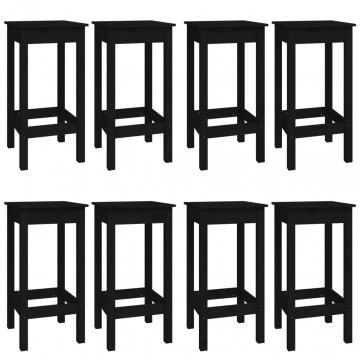 Set mobilier de bar, 9 piese, negru, lemn masiv de pin - Img 3