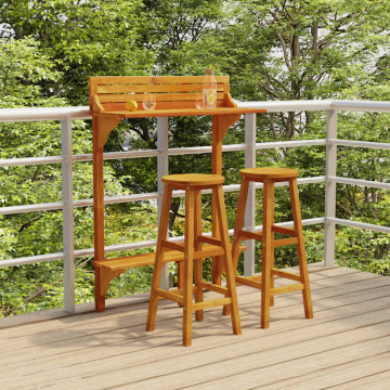 Set mobilier de bar de balcon, 3 piese, lemn masiv de acacia - Img 1