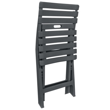 Set mobilier de bistro pliabil, 3 piese, antracit, plastic - Img 5