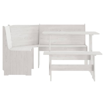 Set mobilier de bucătărie, 3 piese, alb, lemn masiv de pin - Img 3