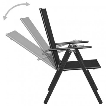 Set mobilier de exterior, 5 piese, negru, aluminiu și textilenă - Img 7