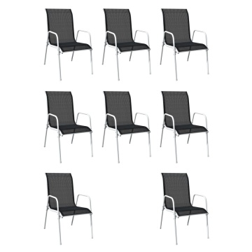 Set mobilier de exterior, 9 piese, negru, oțel - Img 3