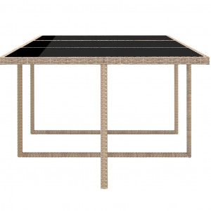 Set mobilier de exterior cu perne, 11 piese, bej, poliratan - Img 5