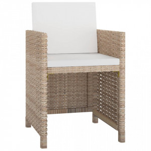 Set mobilier de exterior cu perne, 11 piese, bej, poliratan - Img 3