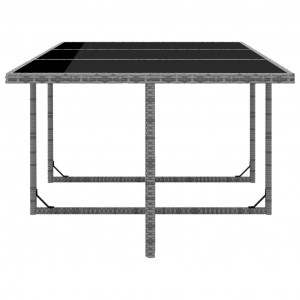 Set mobilier de exterior cu perne, 11 piese, gri, poliratan - Img 5