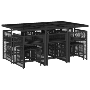 Set mobilier de exterior cu perne, 11 piese, negru, poliratan - Img 3