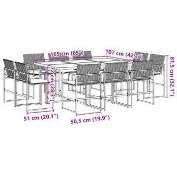 Set mobilier de exterior cu perne, 11 piese, negru, poliratan - Img 7