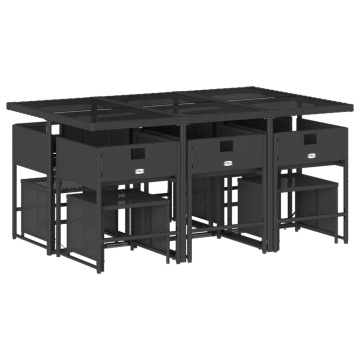 Set mobilier de exterior cu perne, 11 piese, negru, poliratan - Img 3