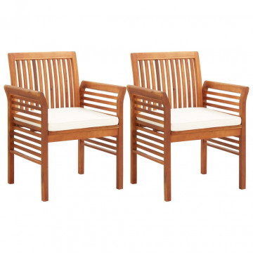 Set mobilier de exterior cu perne 3 piese, lemn masiv de acacia - Img 4