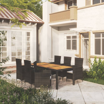 Set mobilier de exterior cu perne, 7 piese, negru, poliratan - Img 1