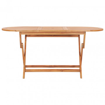 Set mobilier de exterior pliabil, 7 piese, lemn masiv de tec - Img 3