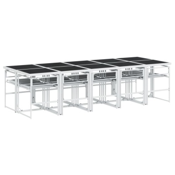 Set mobilier de grădină, 11 piese, cu perne, alb, textilenă - Img 8