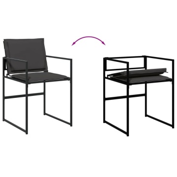 Set mobilier de grădină, 11 piese, cu perne, negru, textilenă - Img 6