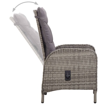 Set mobilier de grădină, 11 piese, gri, poliratan - Img 8