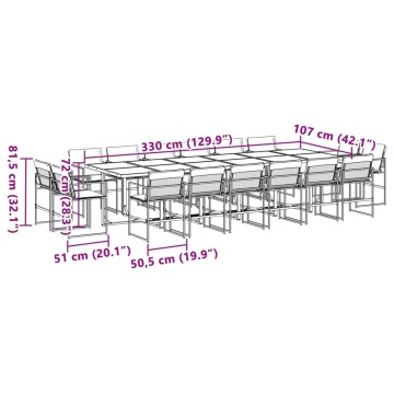 Set mobilier de grădină, 17 piese, cu perne, alb, textilenă - Img 7