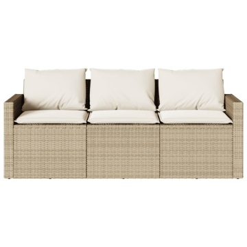 Set mobilier de grădină, 2 piese, cu perne, bej, poliratan - Img 5