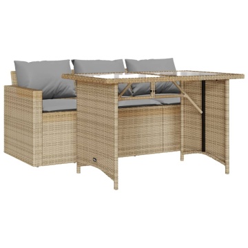 Set mobilier de grădină, 2 piese, cu perne, bej, poliratan - Img 2