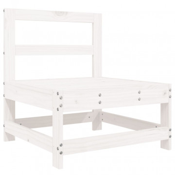 Set mobilier de grădină, 3 piese, alb, lemn masiv de pin - Img 4