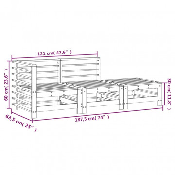 Set mobilier de grădină, 3 piese, alb, lemn masiv de pin - Img 7