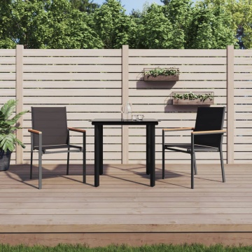 Set mobilier de grădină, 3 piese, negru, textilenă și oțel - Img 1