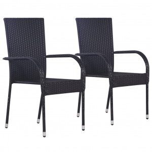 Set mobilier de grădină, 3 piese, negru - Img 2