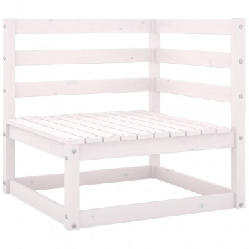 Set mobilier de grădină, 4 piese, alb, lemn masiv de pin - Img 4