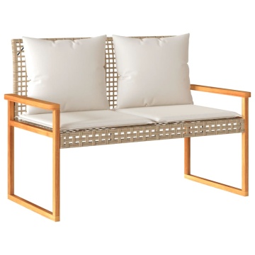 Set mobilier de grădină, 4 piese, cu perne, mix bej, poliratan - Img 4