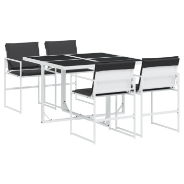 Set mobilier de grădină, 5 piese, cu perne, alb, textilenă - Img 2