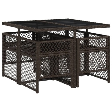 Set mobilier de grădină, 5 piese, cu perne, maro, poliratan - Img 8